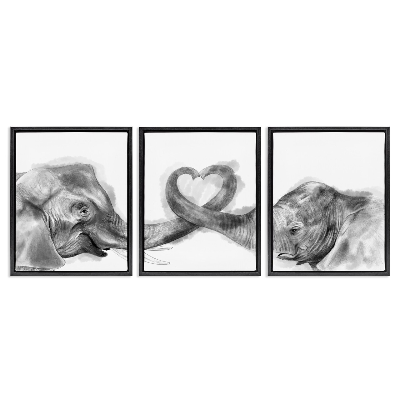 Stupell Industries Elephant Trunk Heart Shape Framed Floater Canvas Wall Art